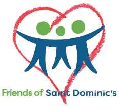 Logo showing three blue human figures with green heads holding hands inside a red heart outline. Below, the text reads 